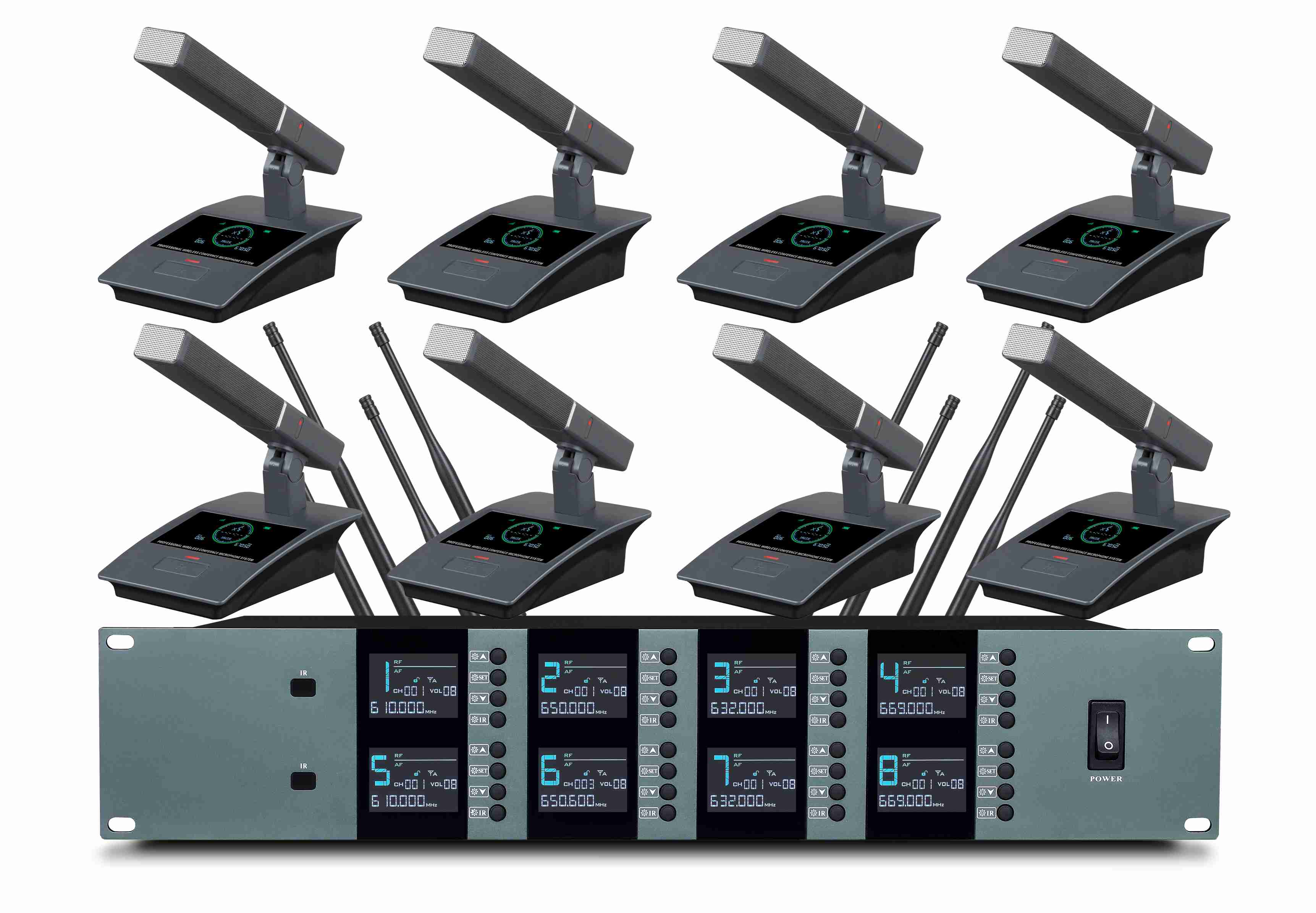 真分集无线一拖八麦克风