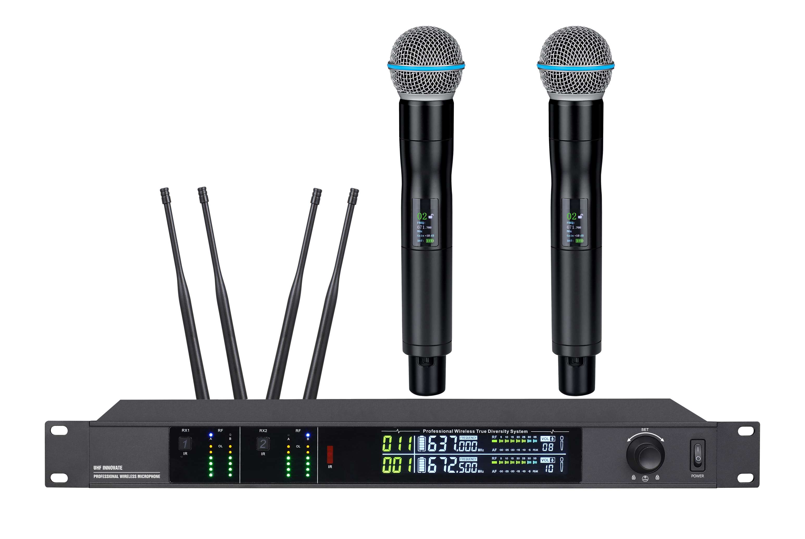 新分集式远距离一拖二无线麦克风